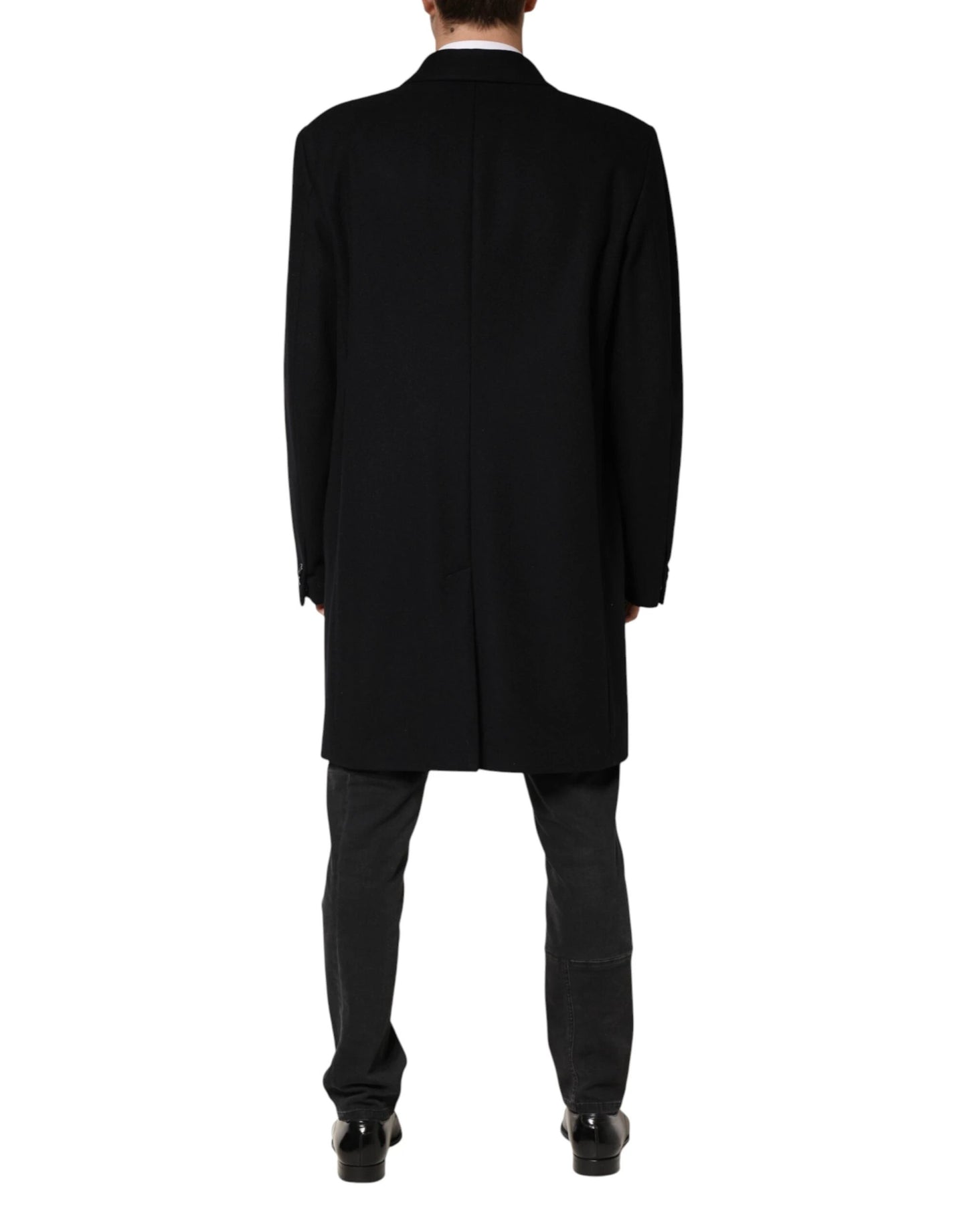 Dolce & Gabbana Black Wool Single Breasted Long Coat Jacket by Dolce & Gabbana