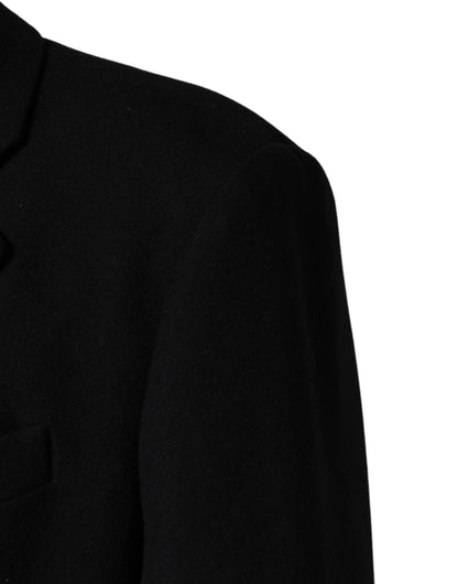 Dolce & Gabbana Black Wool Single Breasted Long Coat Jacket by Dolce & Gabbana