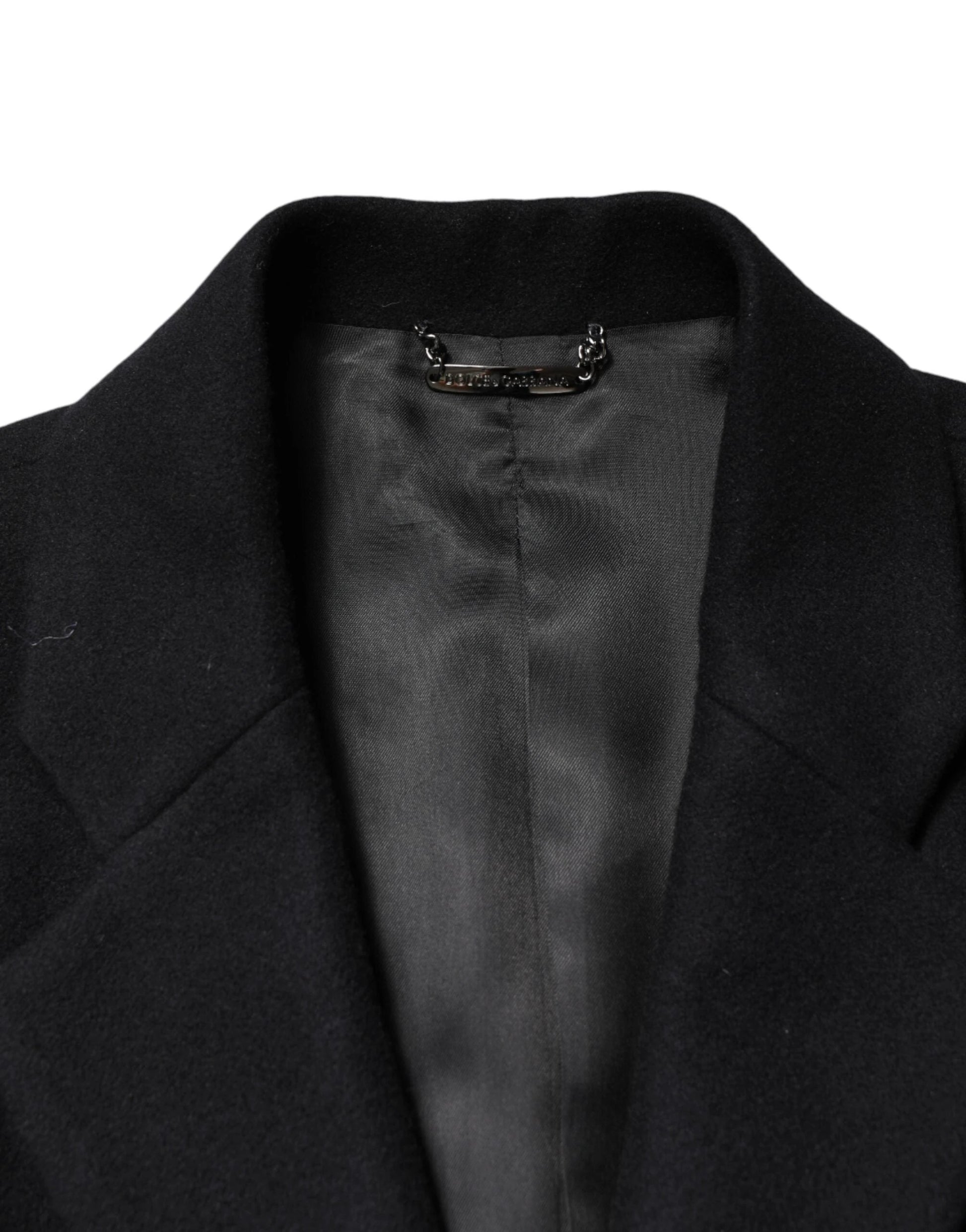 Dolce & Gabbana Black Wool Single Breasted Long Coat Jacket by Dolce & Gabbana
