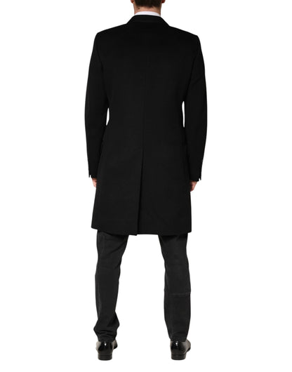 Dolce & Gabbana Black Wool Double Breasted TrenchCoat Jacket by Dolce & Gabbana
