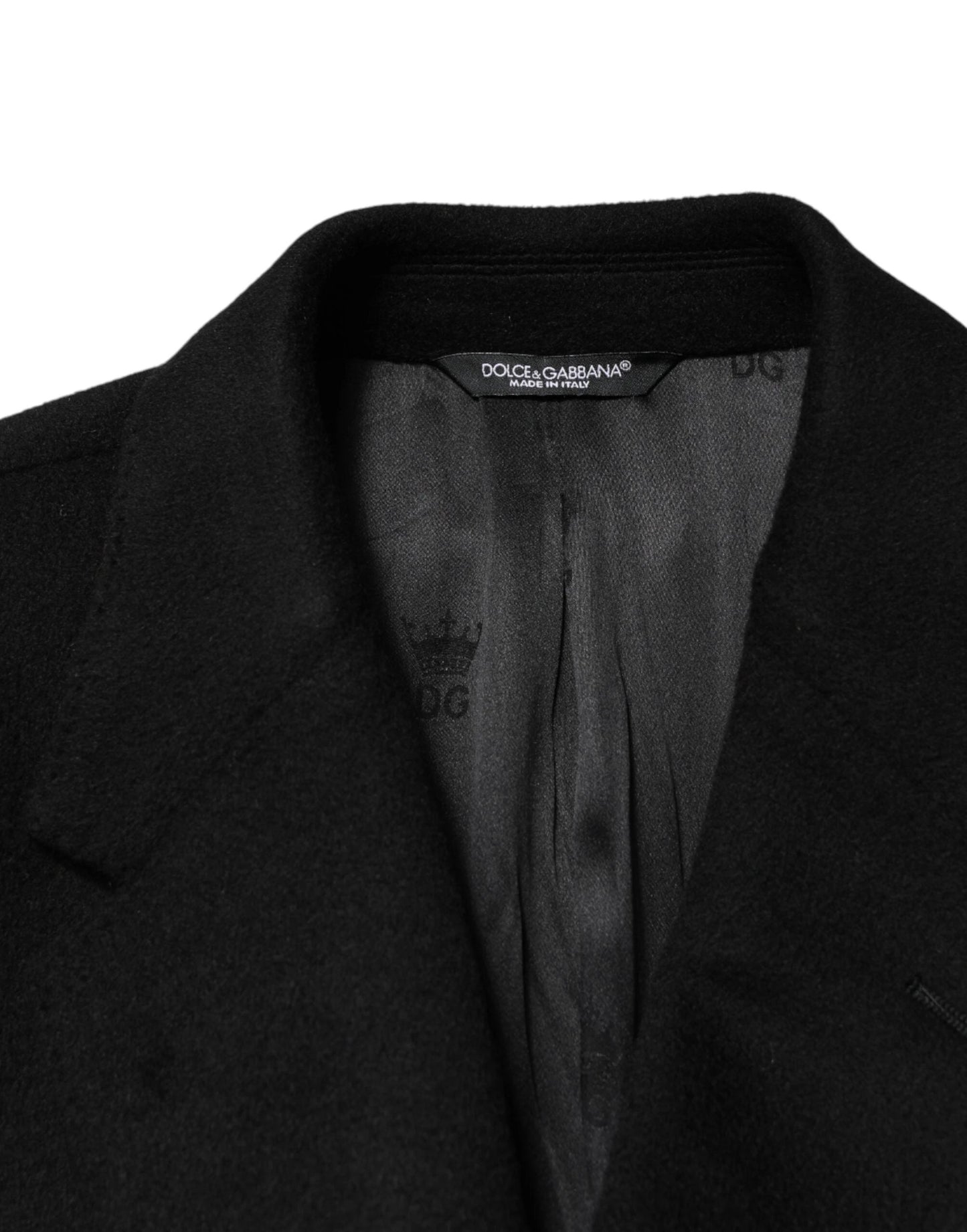 Dolce & Gabbana Black Wool Double Breasted TrenchCoat Jacket by Dolce & Gabbana
