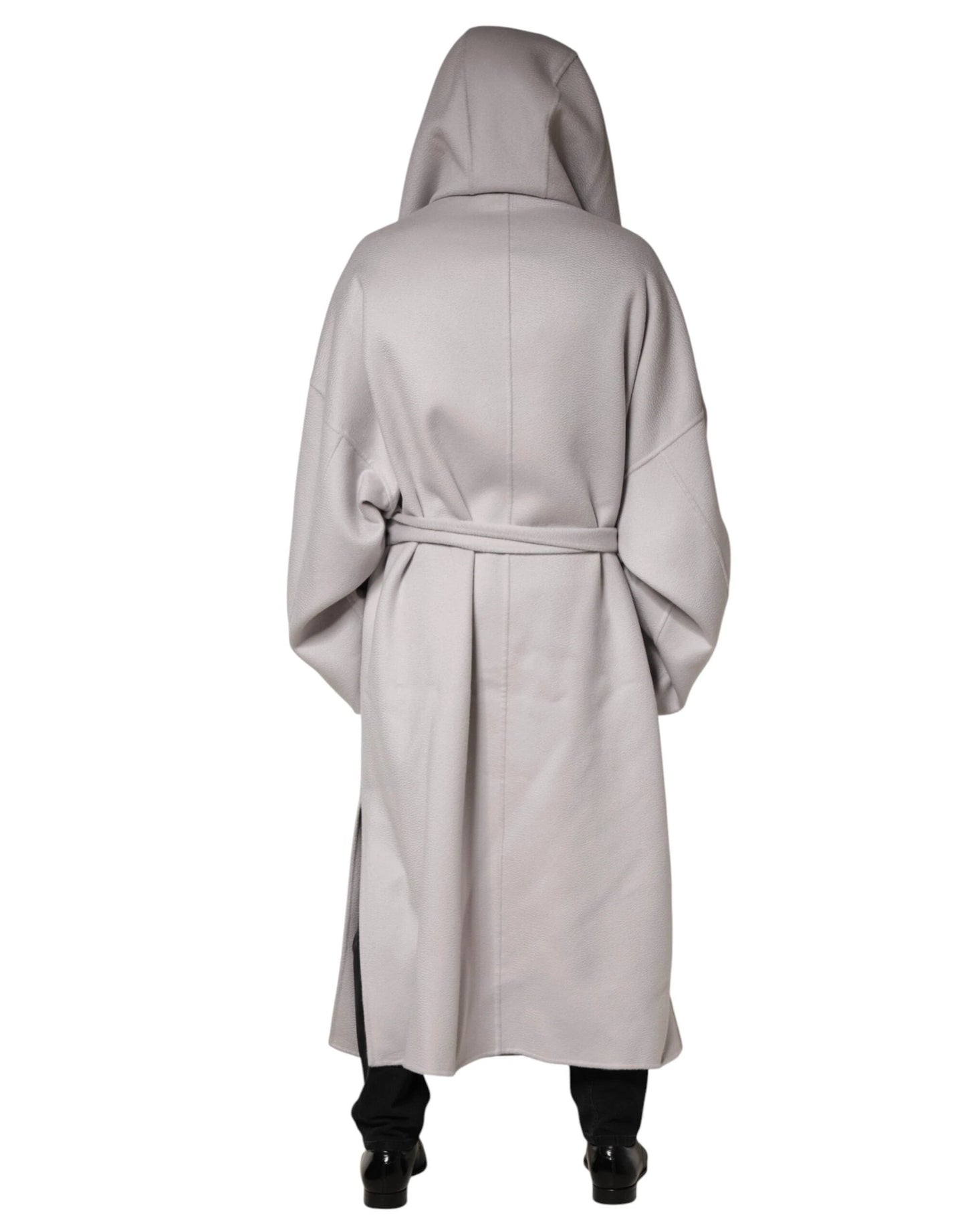 Dolce & Gabbana Off White Belted Long Trench Coat Men Jacket by Dolce & Gabbana