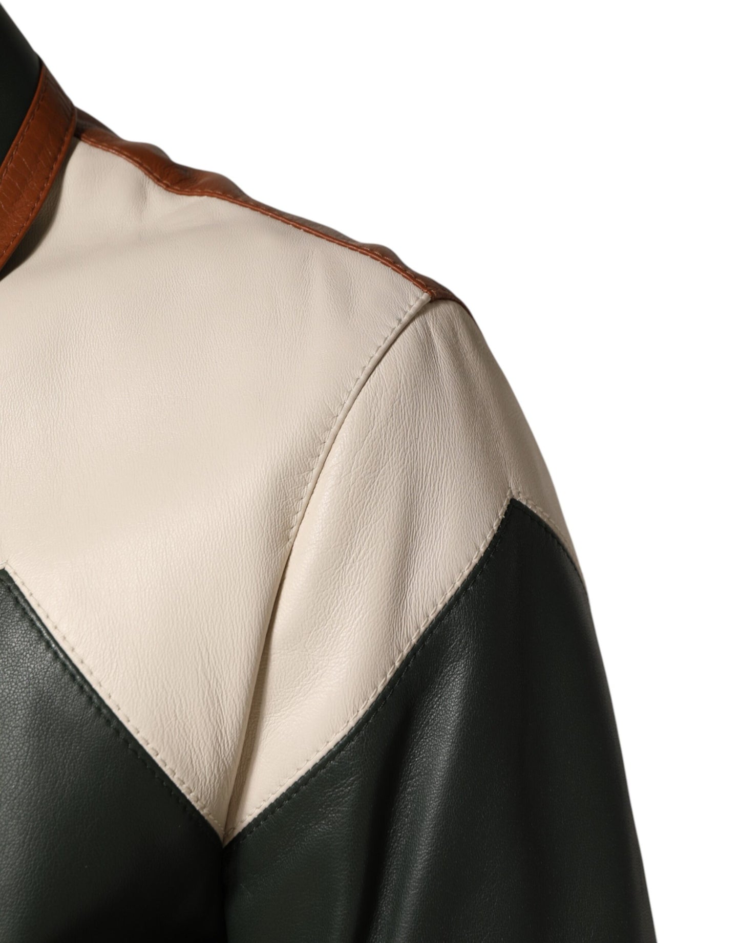 Dolce & Gabbana Multicolor Leather Full Zip men Biker Jacket