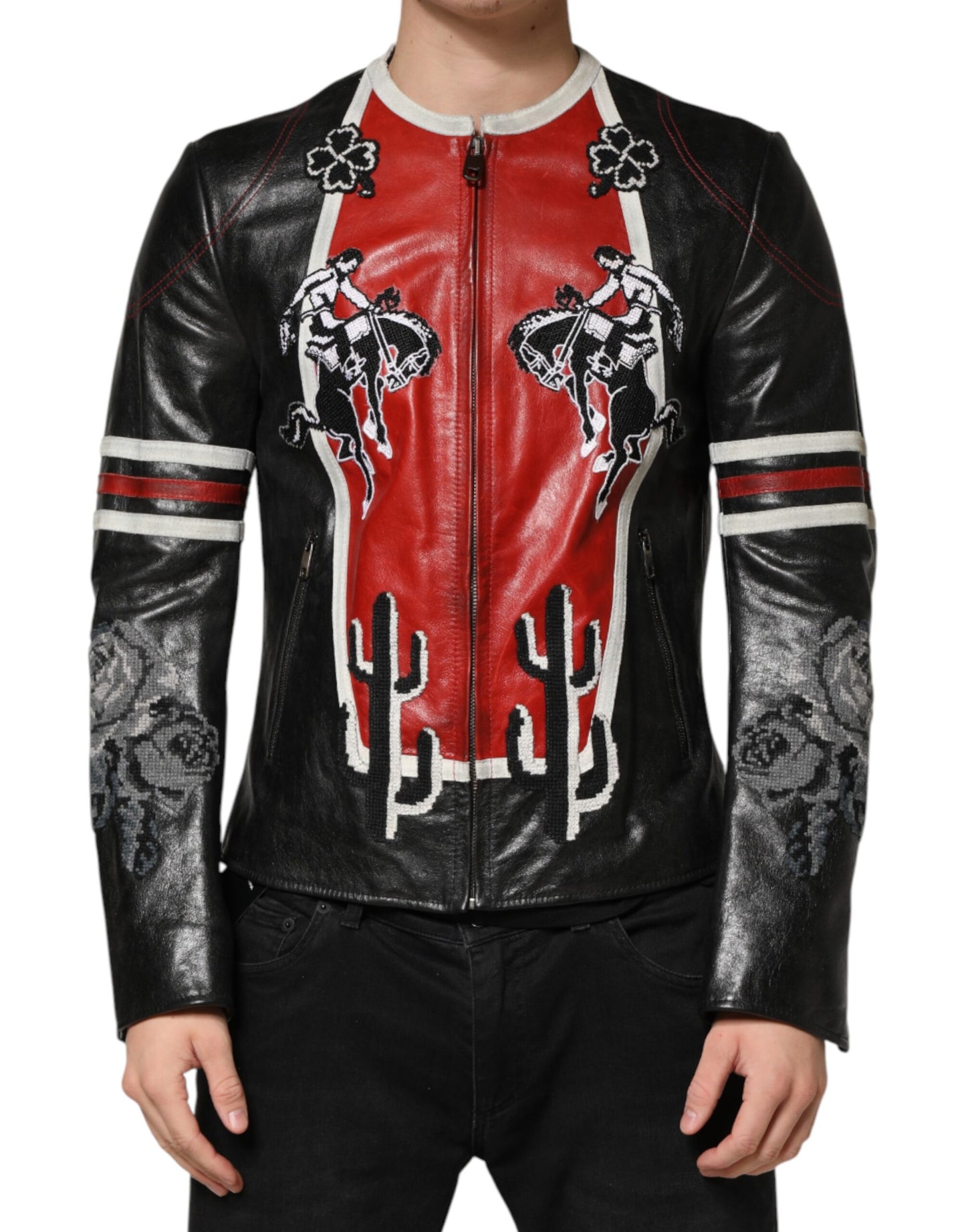 Dolce & Gabbana Multicolor Guns n' Roses Full Zip Men Biker Jacket
