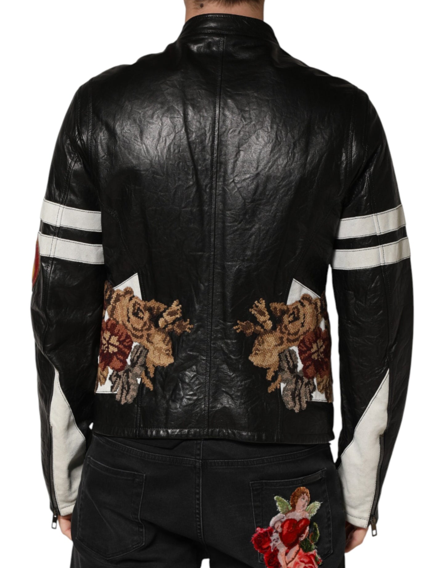 Dolce & Gabbana Black Guns n' Roses FullZip Men Biker Jacket