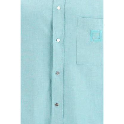Fendi Blue Cotton Dress Shirt by Fendi