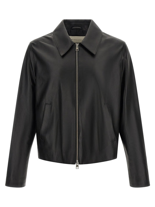 Ami Paris Black Lamb Leather Leather Jacket - HBPS Beauty & Fashion