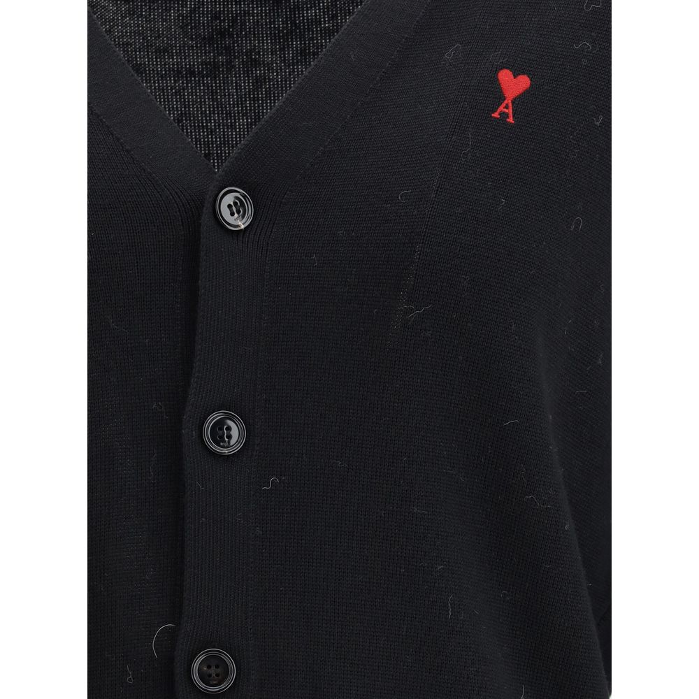 Ami Paris Black Wool Oves Aries Cardigan - HBPS Beauty & Fashion