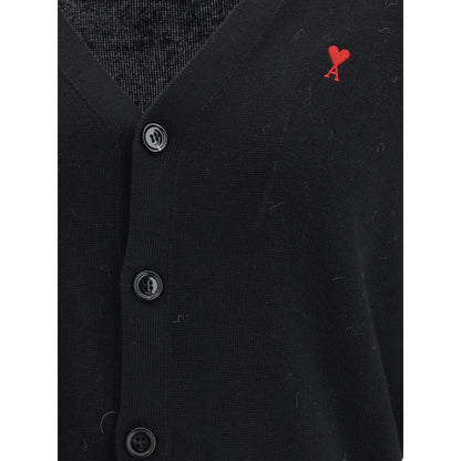 Ami Paris Black Wool Oves Aries Cardigan - HBPS Beauty & Fashion