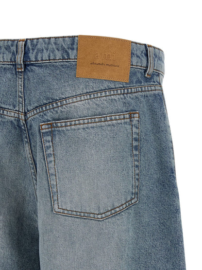 Ami Paris Blue Cotton Bermuda Shorts - HBPS Beauty & Fashion