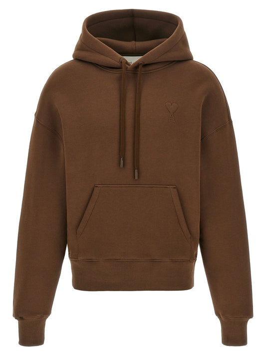 Ami Paris Brown Cotton Hoodie - HBPS Beauty & Fashion