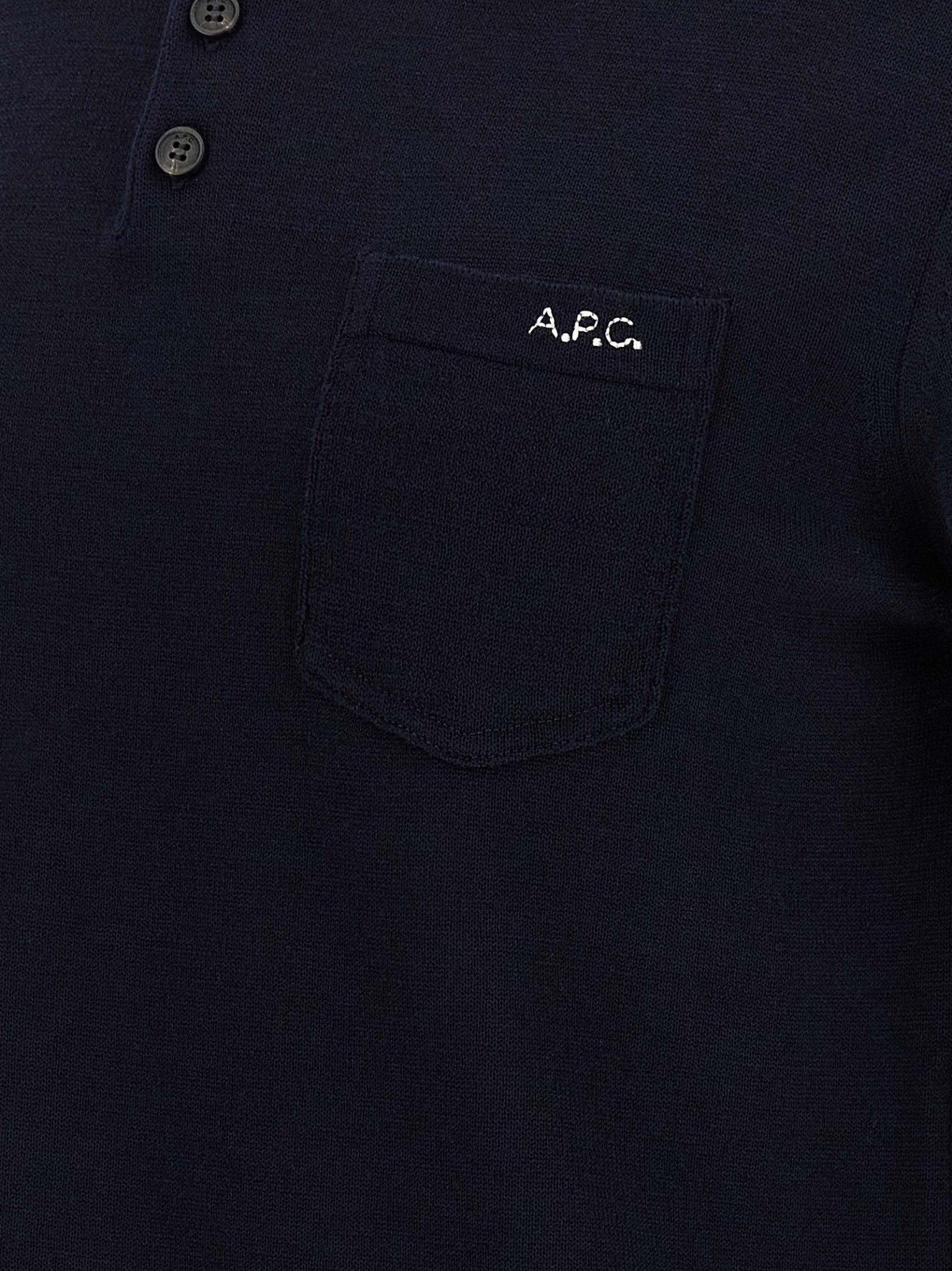 A.P.C. Blue Virgin Wool Polo Shirt - HBPS Beauty & Fashion
