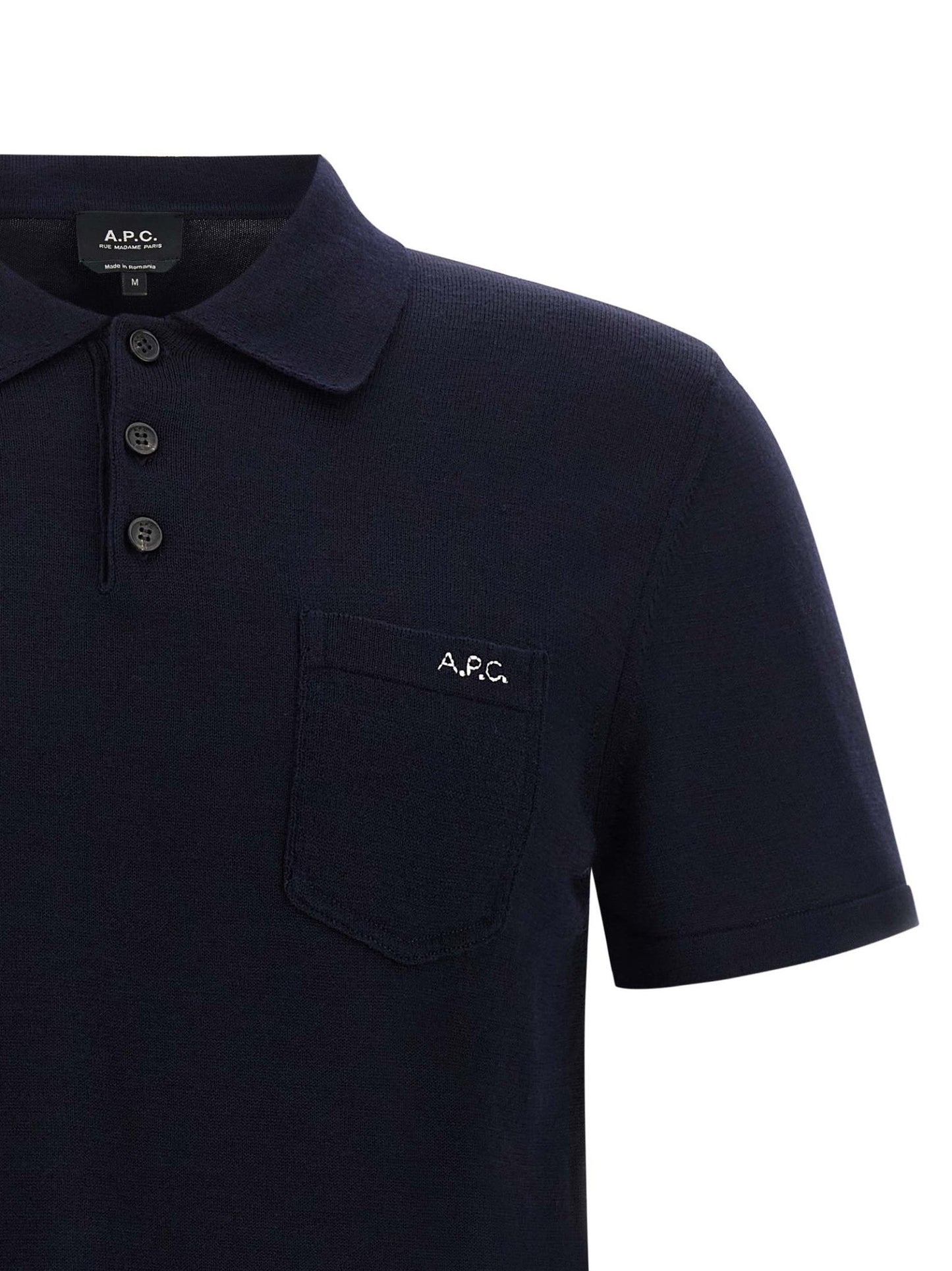 A.P.C. Blue Virgin Wool Polo Shirt - HBPS Beauty & Fashion