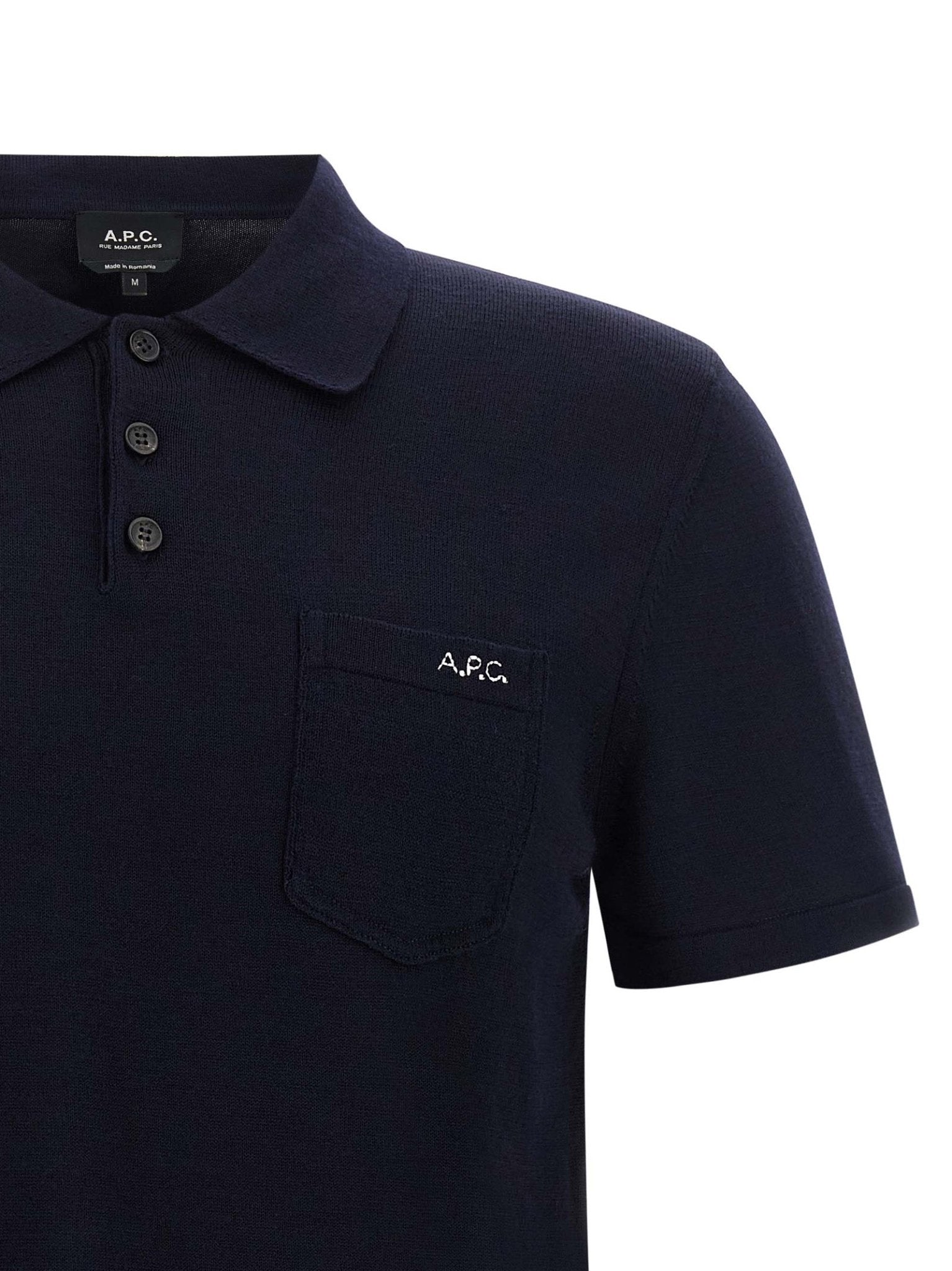 A.P.C. Blue Virgin Wool Polo Shirt - HBPS Beauty & Fashion