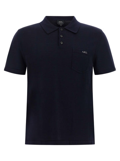 A.P.C. Blue Virgin Wool Polo Shirt - HBPS Beauty & Fashion
