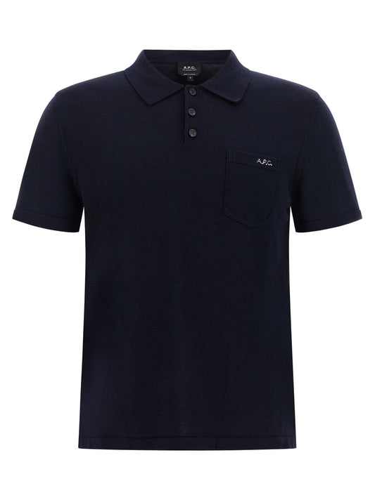 A.P.C. Blue Virgin Wool Polo Shirt - HBPS Beauty & Fashion