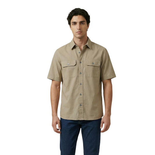 Armani Exchange Beige Cotton Shortsleeve Shirt - HBPS Beauty & Fashion