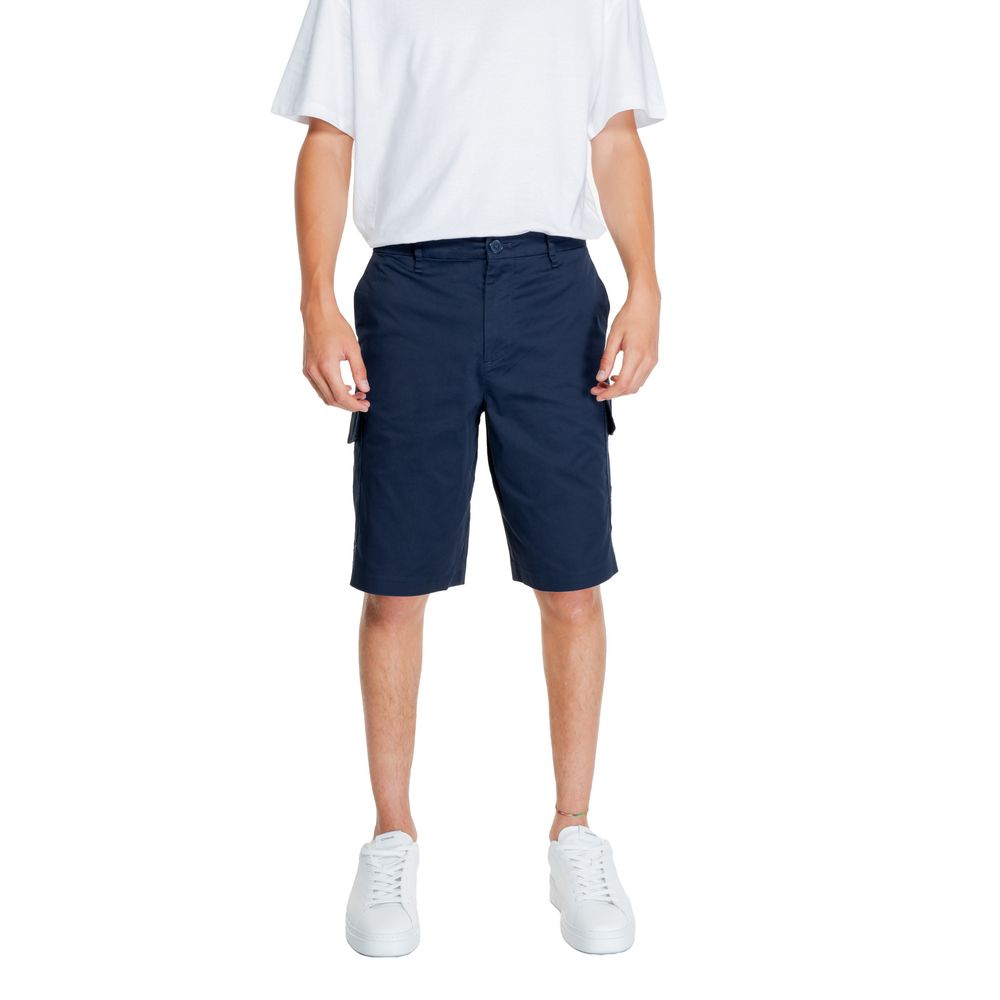 Armani Exchange Blue Cotton Bermuda Shorts - HBPS Beauty & Fashion