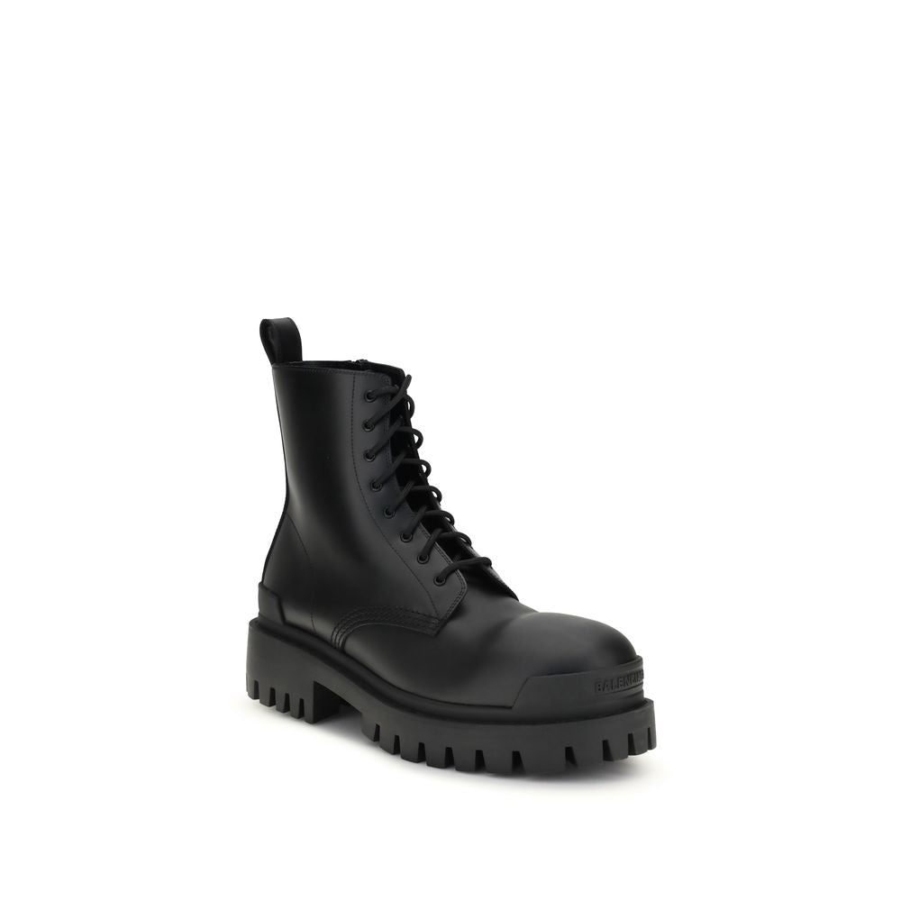 Balenciaga Black Calf Leather Bos Taurus Lace-Up Boots - HBPS Beauty & Fashion