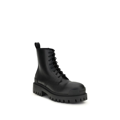 Balenciaga Black Calf Leather Bos Taurus Lace-Up Boots - HBPS Beauty & Fashion
