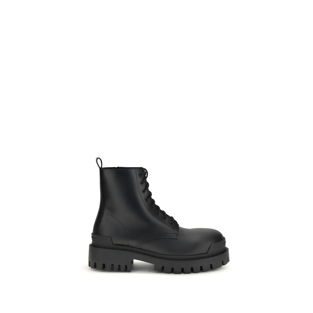Balenciaga Black Calf Leather Bos Taurus Lace-Up Boots - HBPS Beauty & Fashion