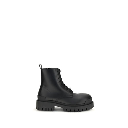 Balenciaga Black Calf Leather Bos Taurus Lace-Up Boots - HBPS Beauty & Fashion