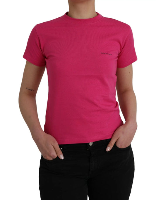 Balenciaga Pink Cotton Crew Neck Short Sleeves Tee T-shirt - HBPS Beauty & Fashion
