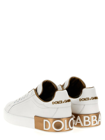 Baskets Dolce & Gabbana femme Portofino en cuir de veau doré – DO-263943 - HBPS Beauty & Fashion