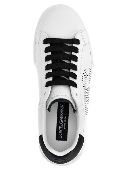 Baskets Dolce & Gabbana homme Portofino en cuir de veau blanc et noir – DO-318322 - HBPS Beauty & Fashion