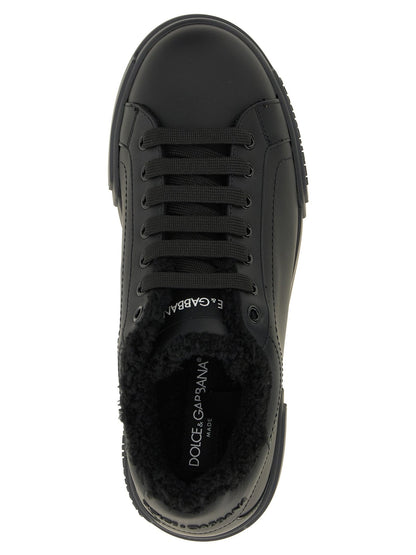Baskets Dolce & Gabbana homme Portofino Light en cuir de veau noir – DO-343466 - HBPS Beauty & Fashion