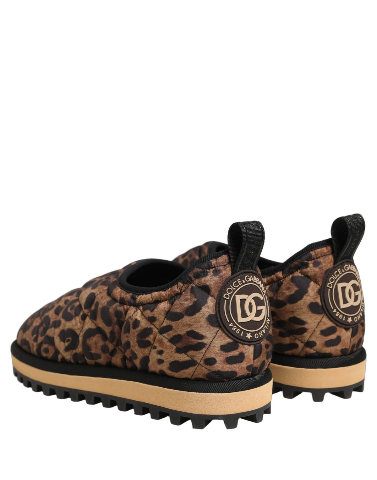 Baskets Dolce & Gabbana homme slip-on matelassées imprimé léopard en polyester marron – MV8834 - HBPS Beauty & Fashion