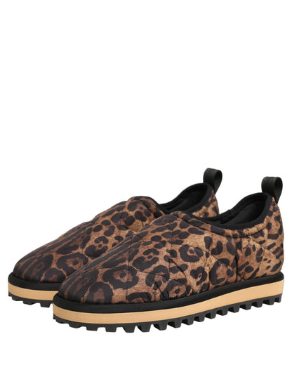 Baskets Dolce & Gabbana homme slip-on matelassées imprimé léopard en polyester marron – MV8834 - HBPS Beauty & Fashion