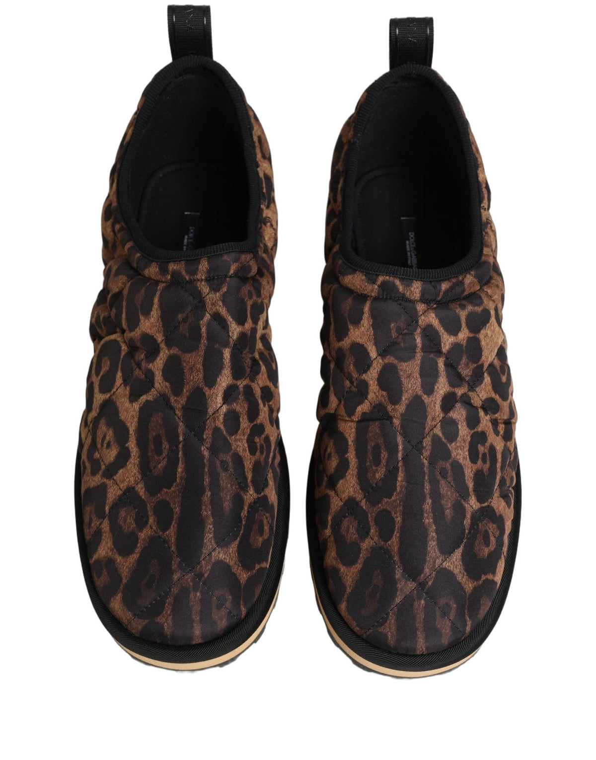 Baskets Dolce & Gabbana homme slip-on matelassées imprimé léopard en polyester marron – MV8834 - HBPS Beauty & Fashion