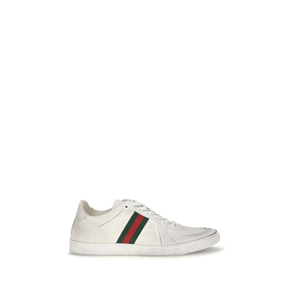 Baskets Gucci homme Stretch en cuir de veau blanc – GU-864140AAGFF9099 - HBPS Beauty & Fashion