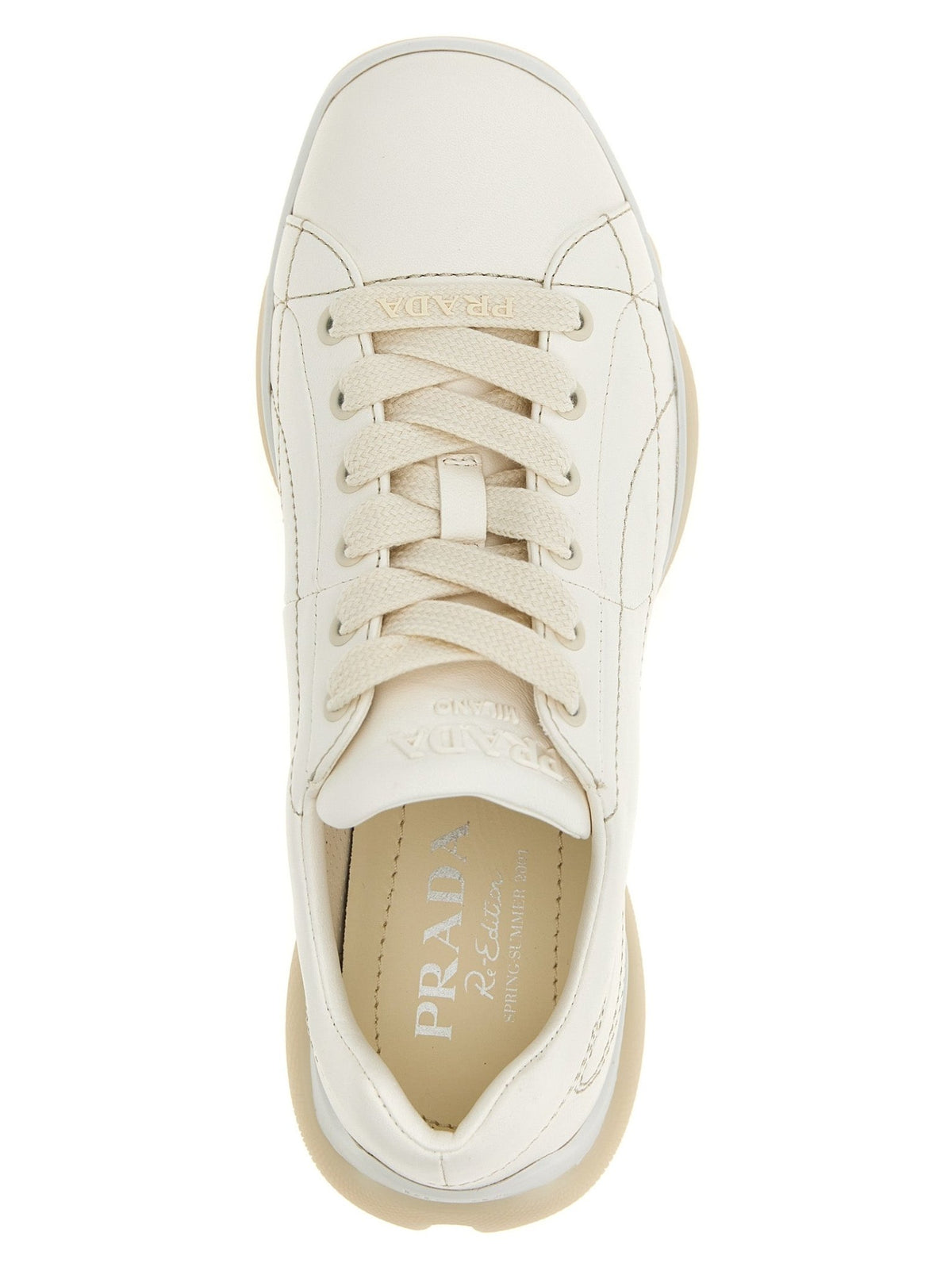 Baskets Prada femme en cuir d'agneau blanc – PR-310105 - HBPS Beauty & Fashion