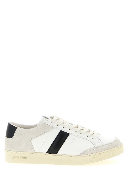 Baskets Tom Ford homme Blake en cuir blanc et noir – TO-326495 - HBPS Beauty & Fashion