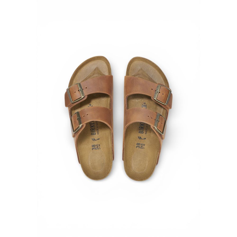 Birkenstock Brown Leather Flat Sandals - HBPS Beauty & Fashion