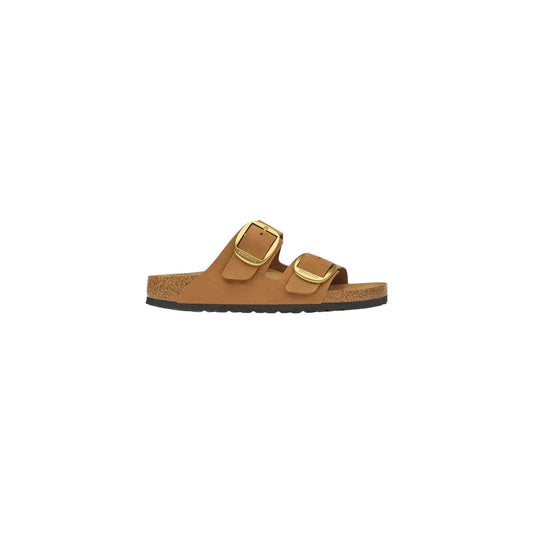 Birkenstock Brown Leather Flat Sandals - HBPS Beauty & Fashion