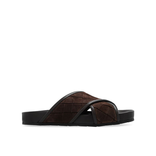 Bottega Veneta Brown Lamb Leather Flat Sandals - HBPS Beauty & Fashion
