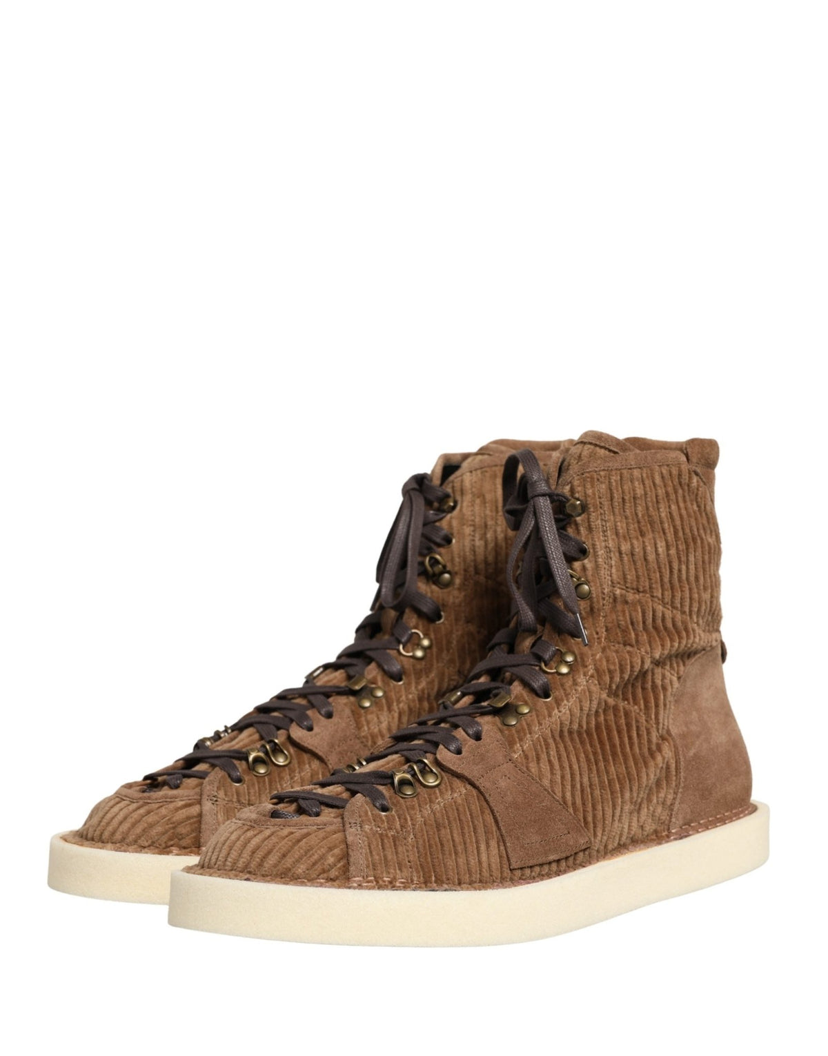 Bottines Dolce & Gabbana homme Oxford montantes en velours côtelé marron – MV8372 - HBPS Beauty & Fashion