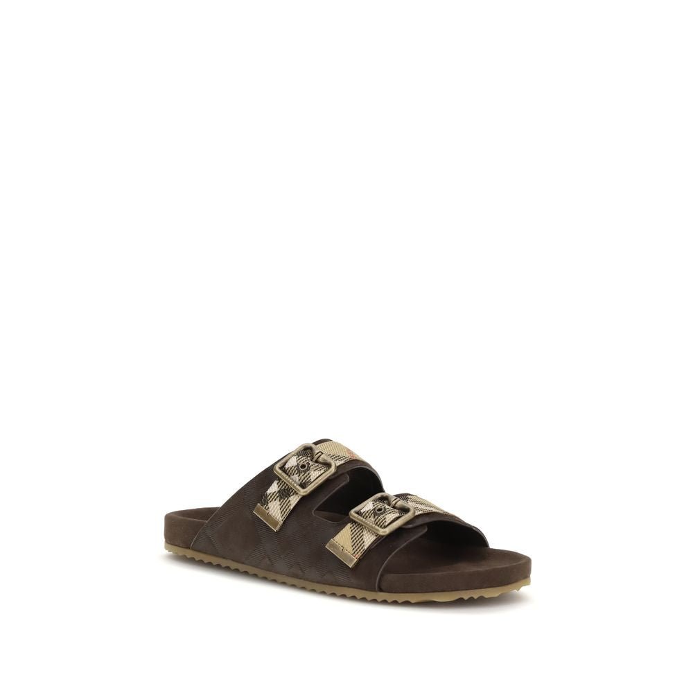 Burberry Brown Calf Leather Bos Taurus Flat Sandals - HBPS Beauty & Fashion