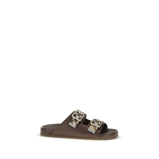 Burberry Brown Goatskin Flat Sandals - HBPS Beauty & Fashion
