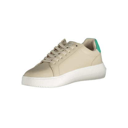 Calvin Klein Beige Leather Men's Sneaker - HBPS Beauty & Fashion
