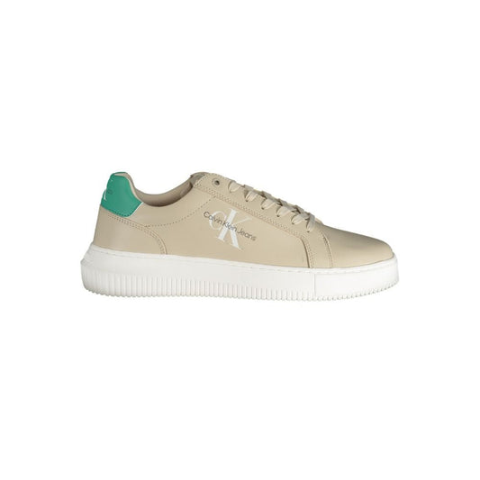 Calvin Klein Beige Leather Men's Sneaker - HBPS Beauty & Fashion