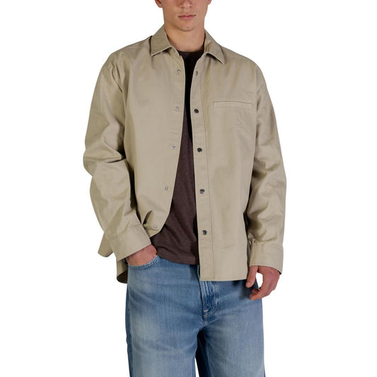 Calvin Klein Jeans Beige Cotton Full-Length Jacket - HBPS Beauty & Fashion