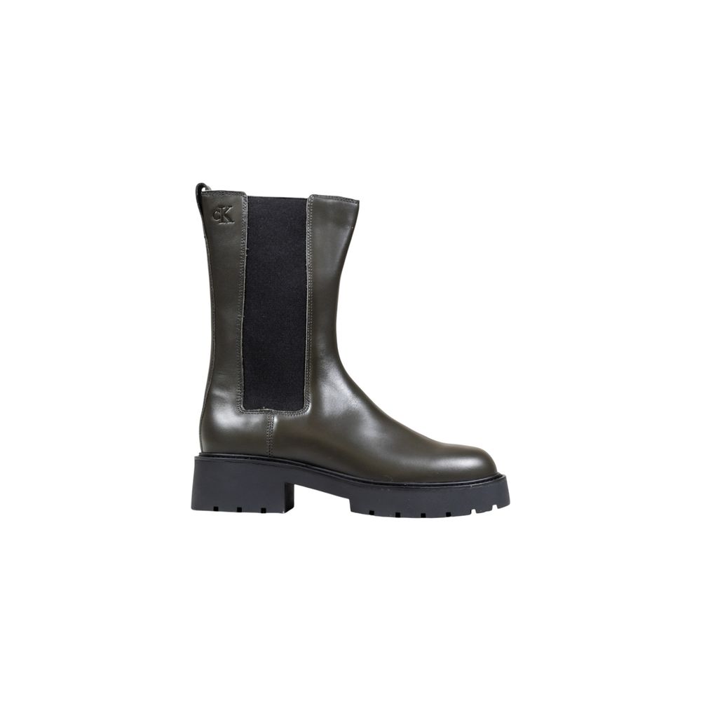 Calvin Klein Jeans Gray Leather Ankle Boots - HBPS Beauty & Fashion