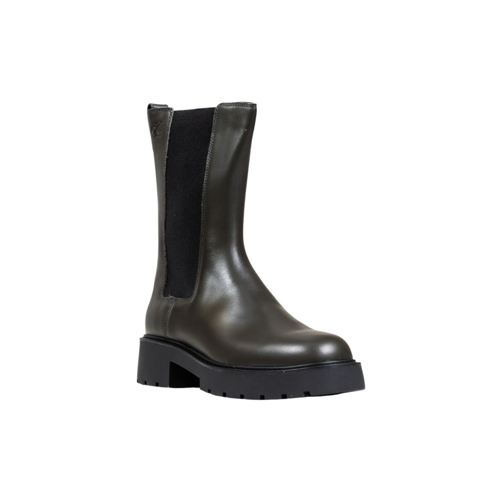 Calvin Klein Jeans Gray Leather Ankle Boots - HBPS Beauty & Fashion