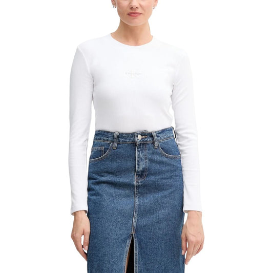 Calvin Klein Jeans White Cotton Long Sleeve T-Shirt - HBPS Beauty & Fashion