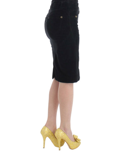 Cavalli Black Corduroy Pencil Skirt - HBPS Beauty & Fashion