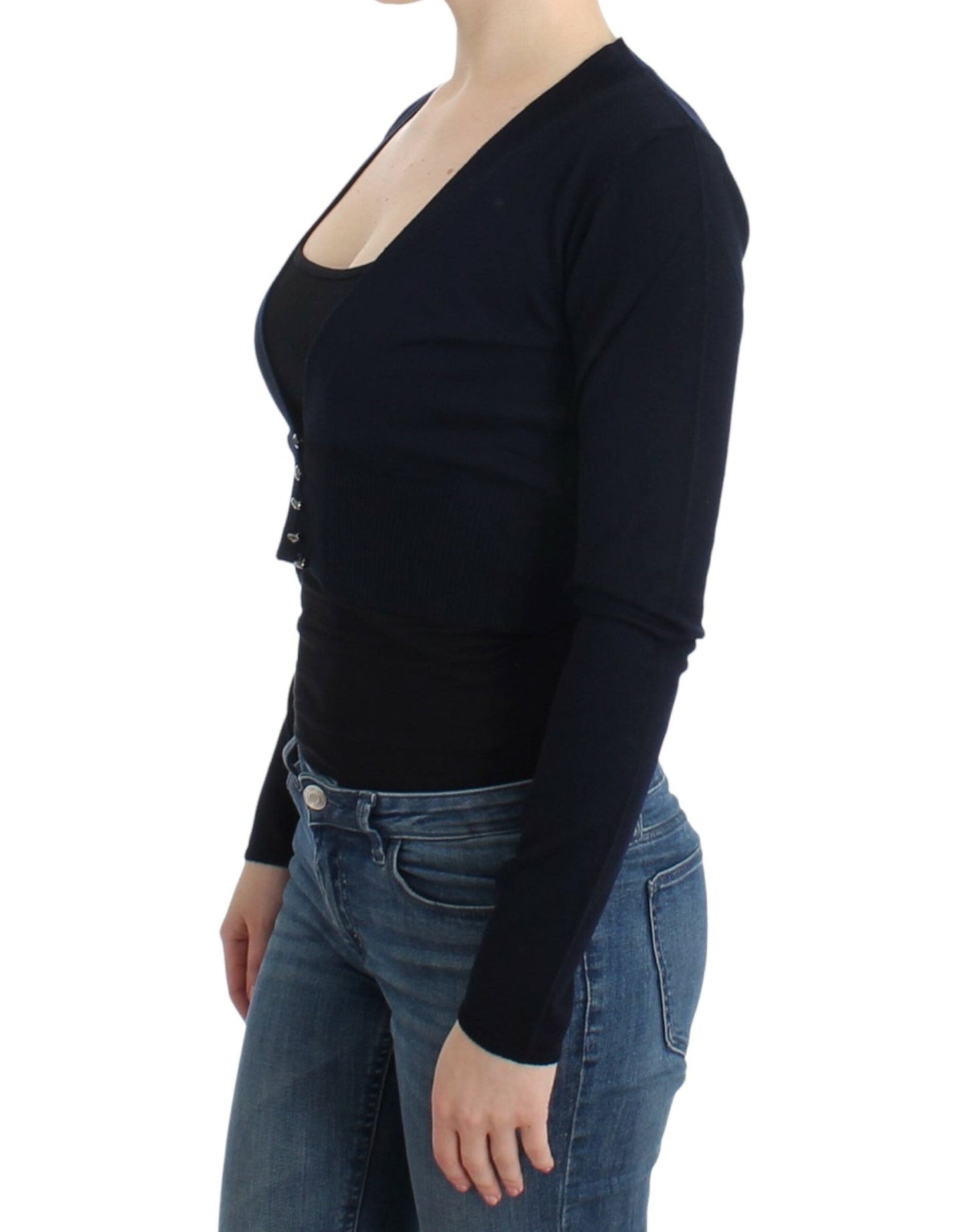 Cavalli Black cropped wool cardigan - HBPS Beauty & Fashion
